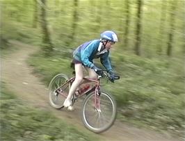 Ben Widger demonstrates his Slalom skills in Hembury Woods